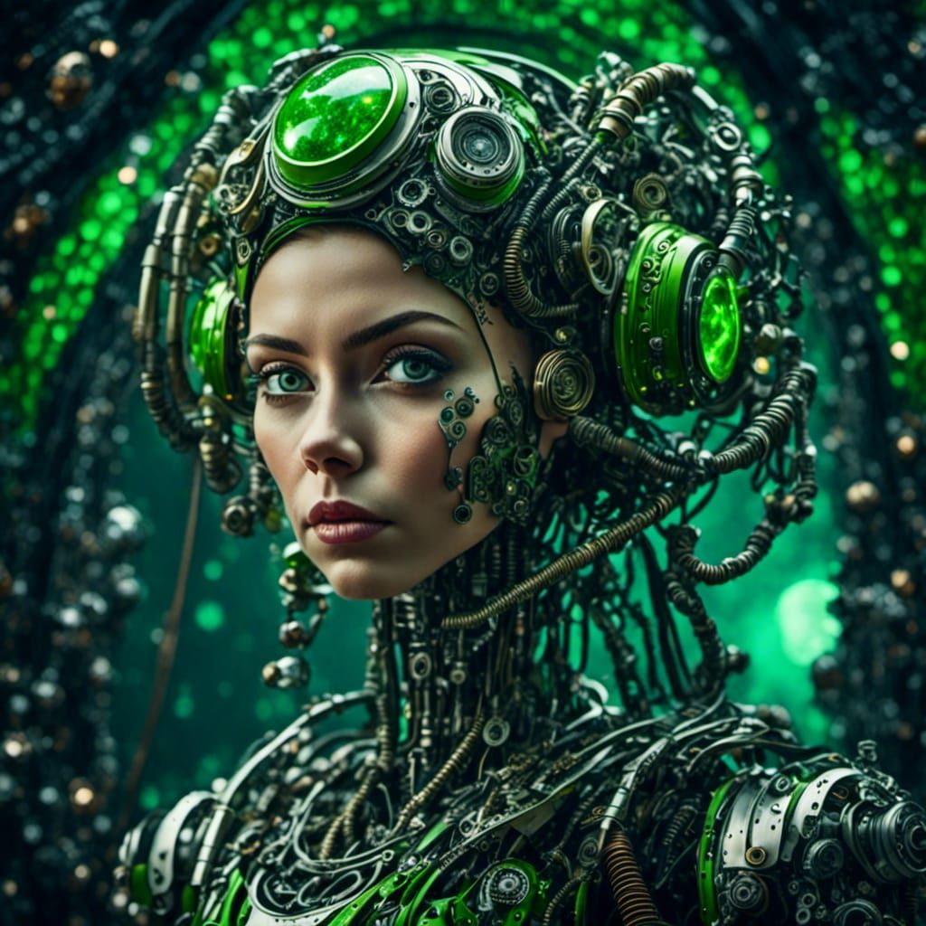 Cyberpunk Biopunk Alien Contemplates the Cosmos in Fantastic...