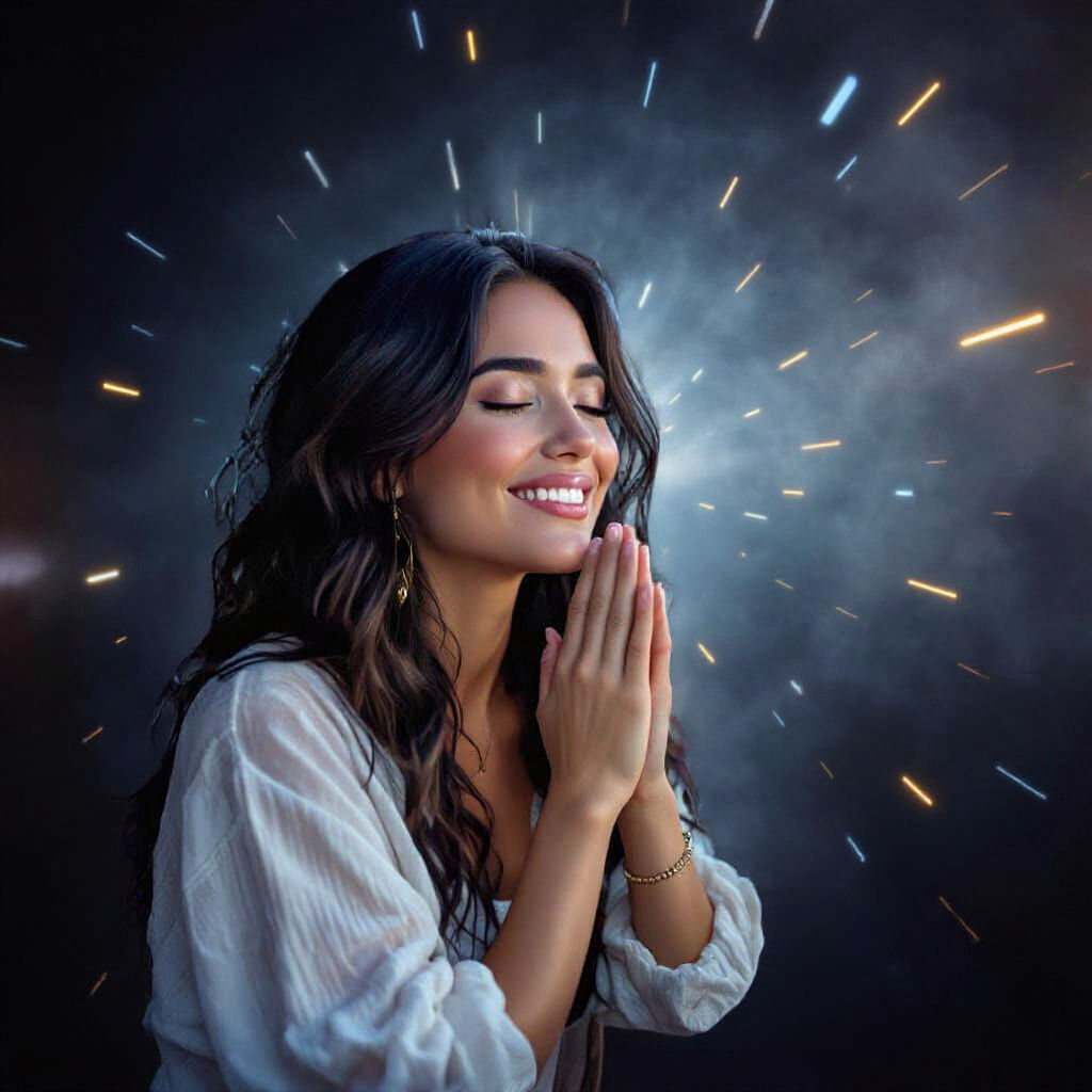 Bohemian Woman in Prayer, Hyperrealistic Image