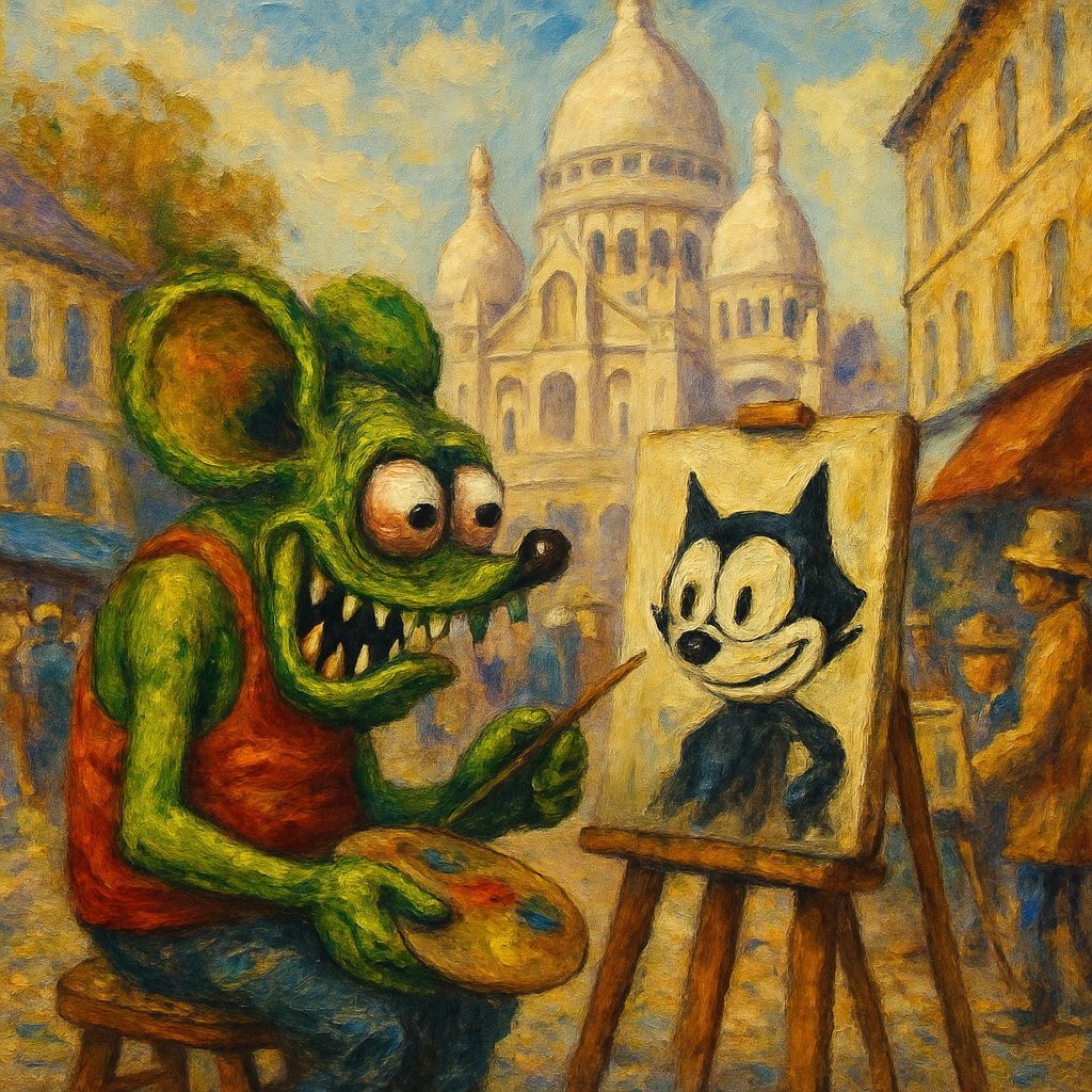 Rat Fink Monster Painting Felix the Cat in Montmartre