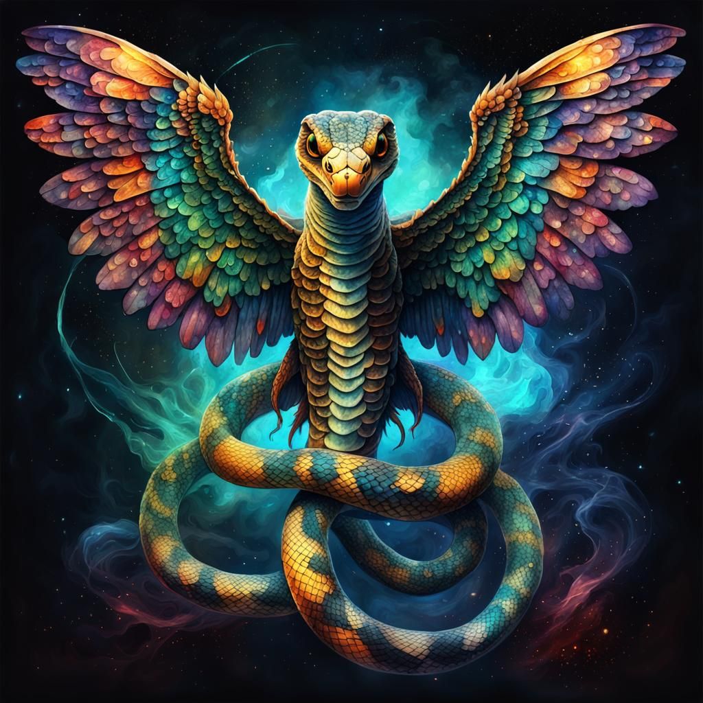 cosmic snake with wings,
