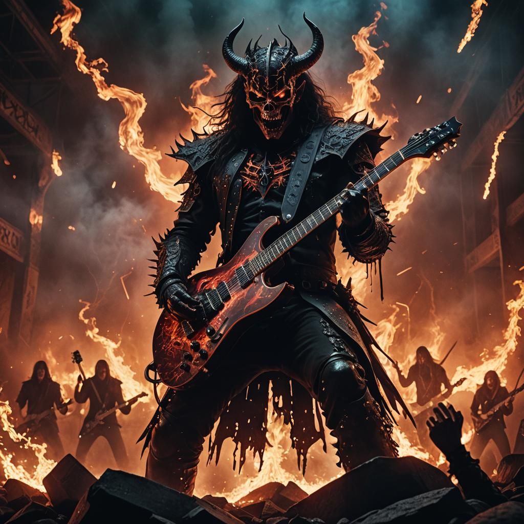 Satanás, Metal Rock Guitarist in Blazing Hellfire