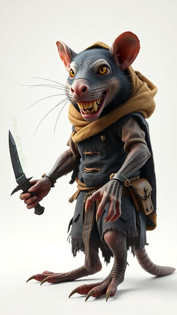 Highly Detailed Skaven in T-Pose, Ultra-Realistic 3D Renderi...