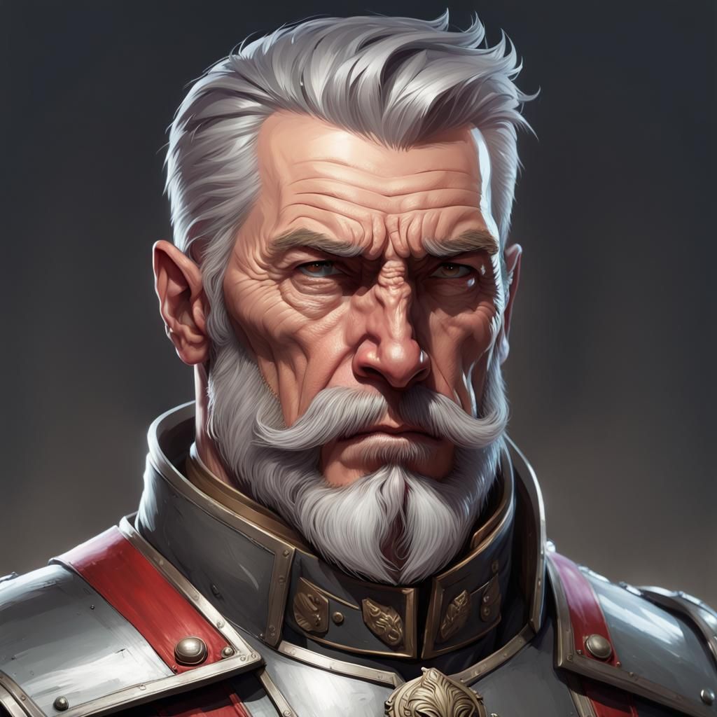Austrian General: Intimidating Portrait of a Battle-Scarred...