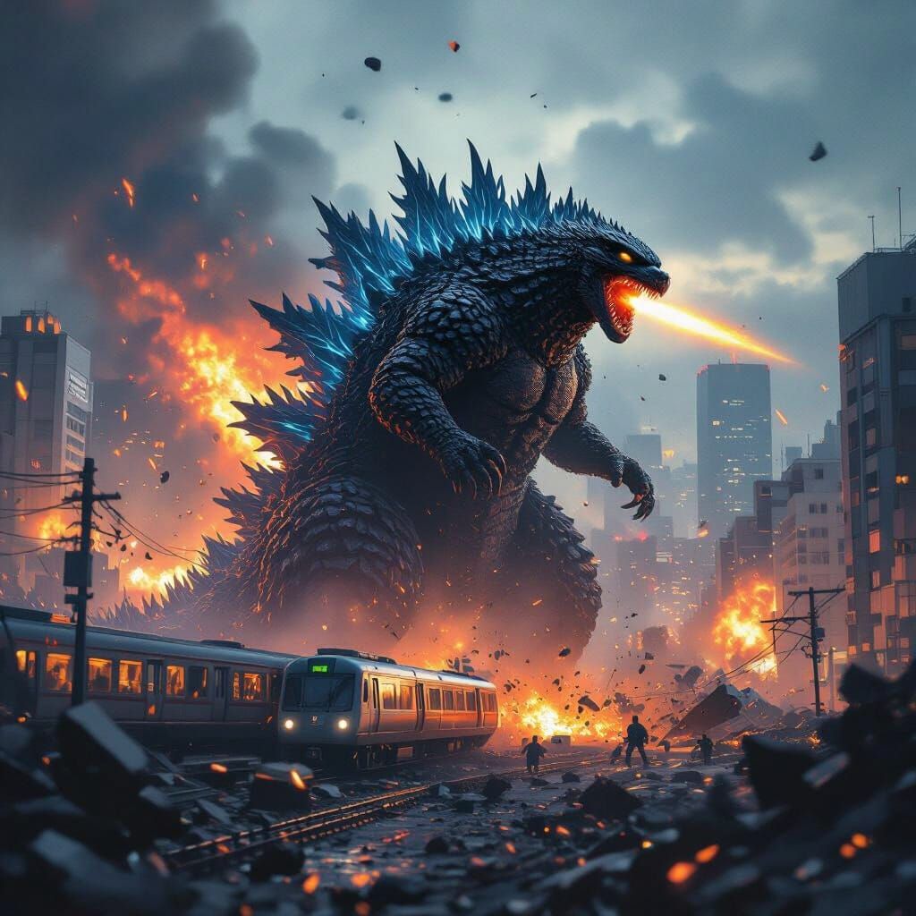 Godzilla Devours Tokyo in Digital Matte Painting
