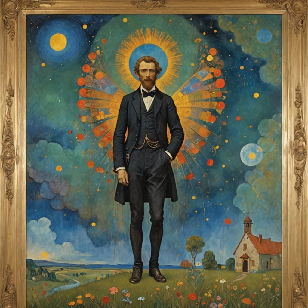 Whimsical Starry Night Scene in a Finnish Countryside