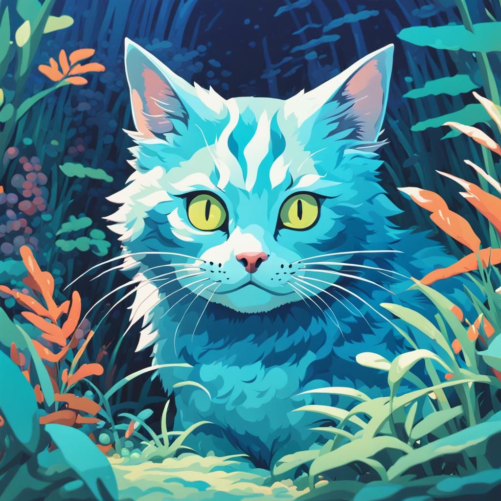 Kitten in Vibrant, Dreamlike Studio Ghibli Style