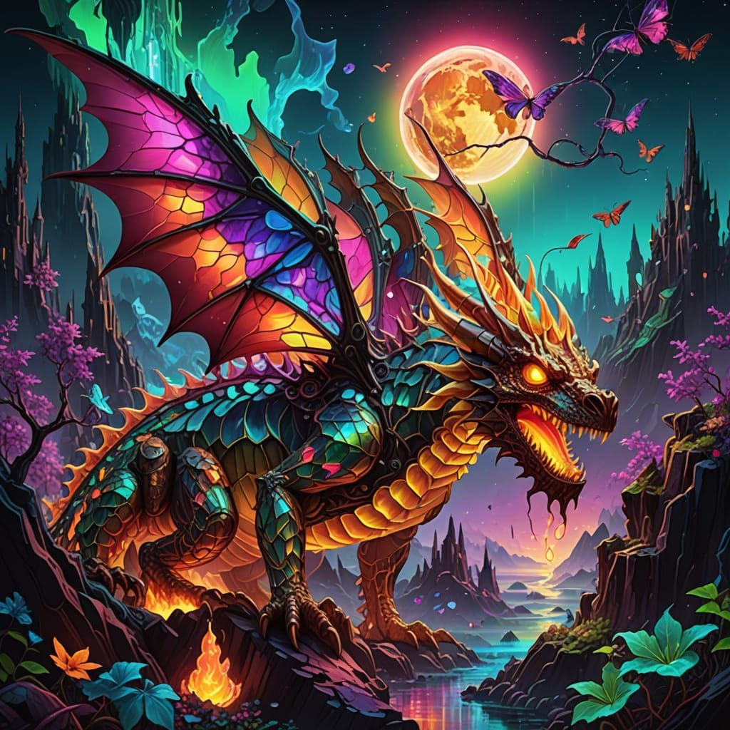 Surrealist Dragon Births Molten Rainbow Artifacts in Cosmic ...