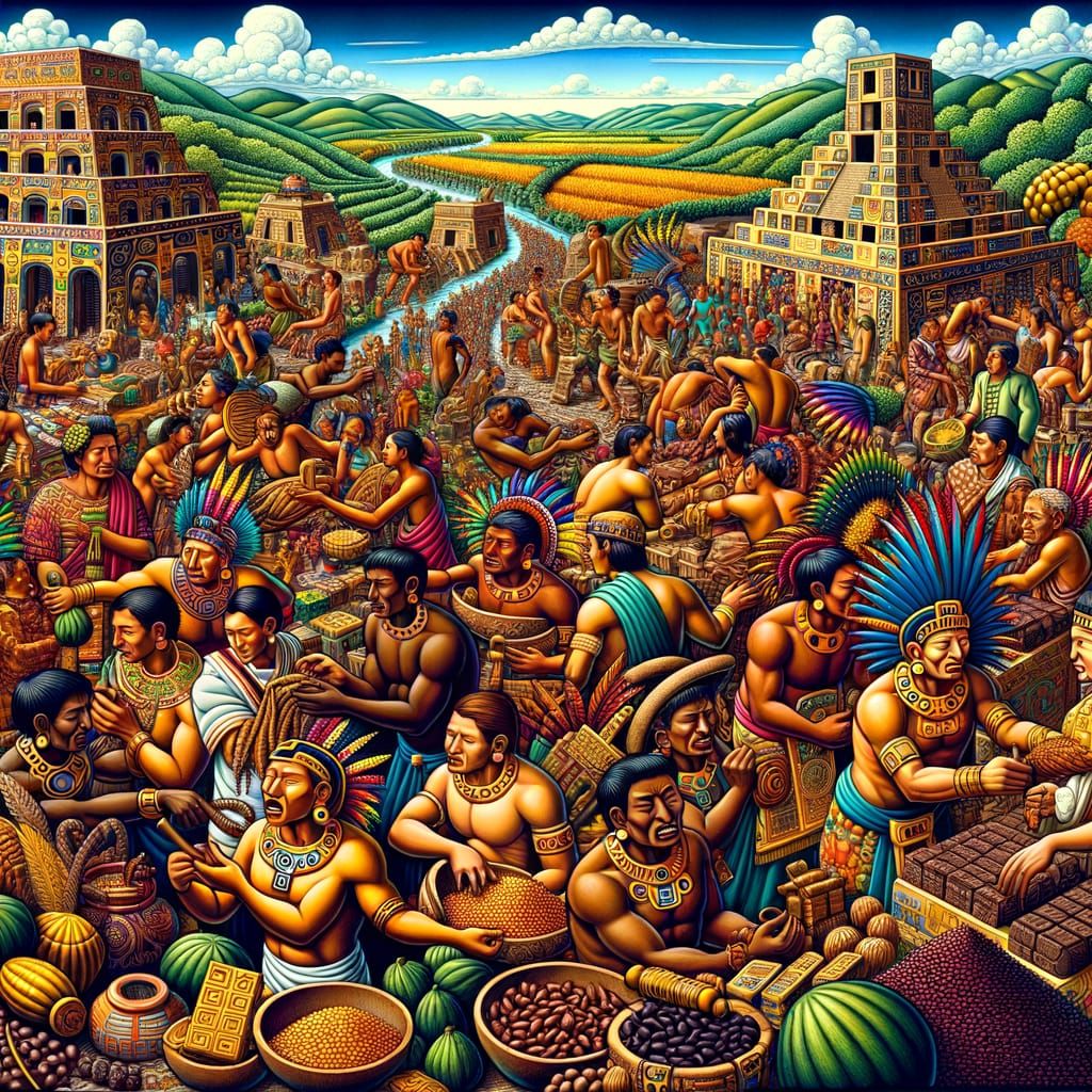 Elegant Aztec Marketplace in Vibrant Colors