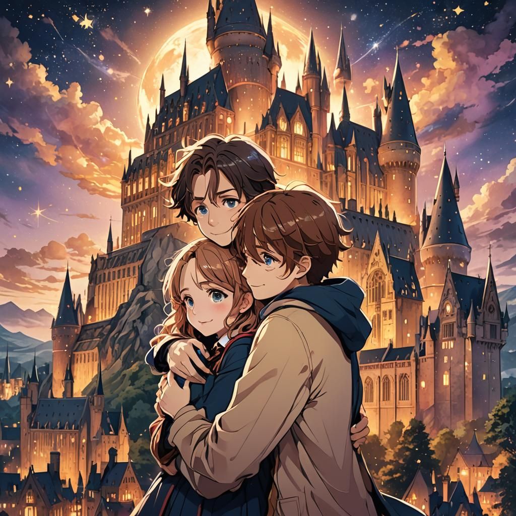 Harry, Hermione, and Ron in Heartwarming Anime-Inspired Port...
