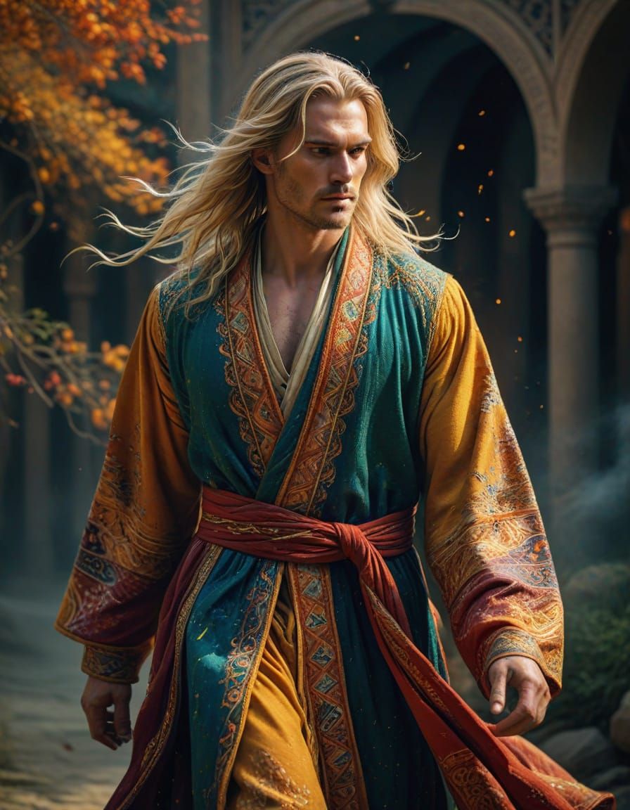 Mystical Man in Embroidered Robes Portrait