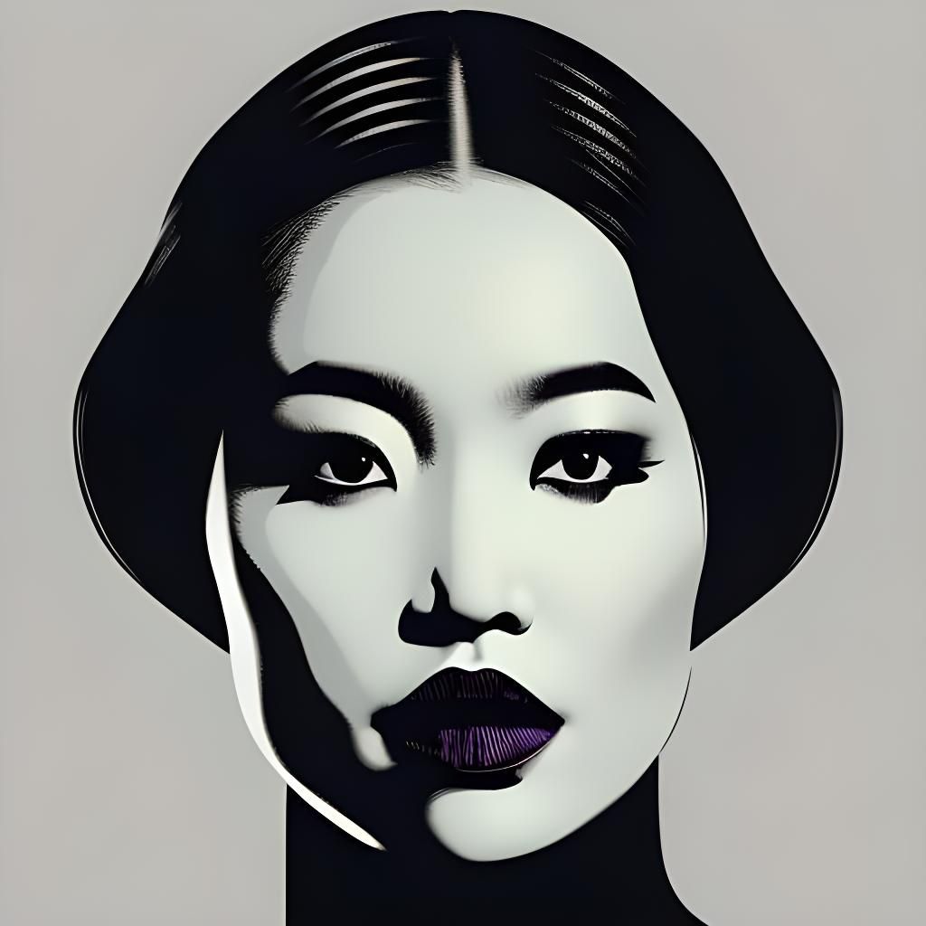 Gothic Beauty in Pop Art Screen Print Style