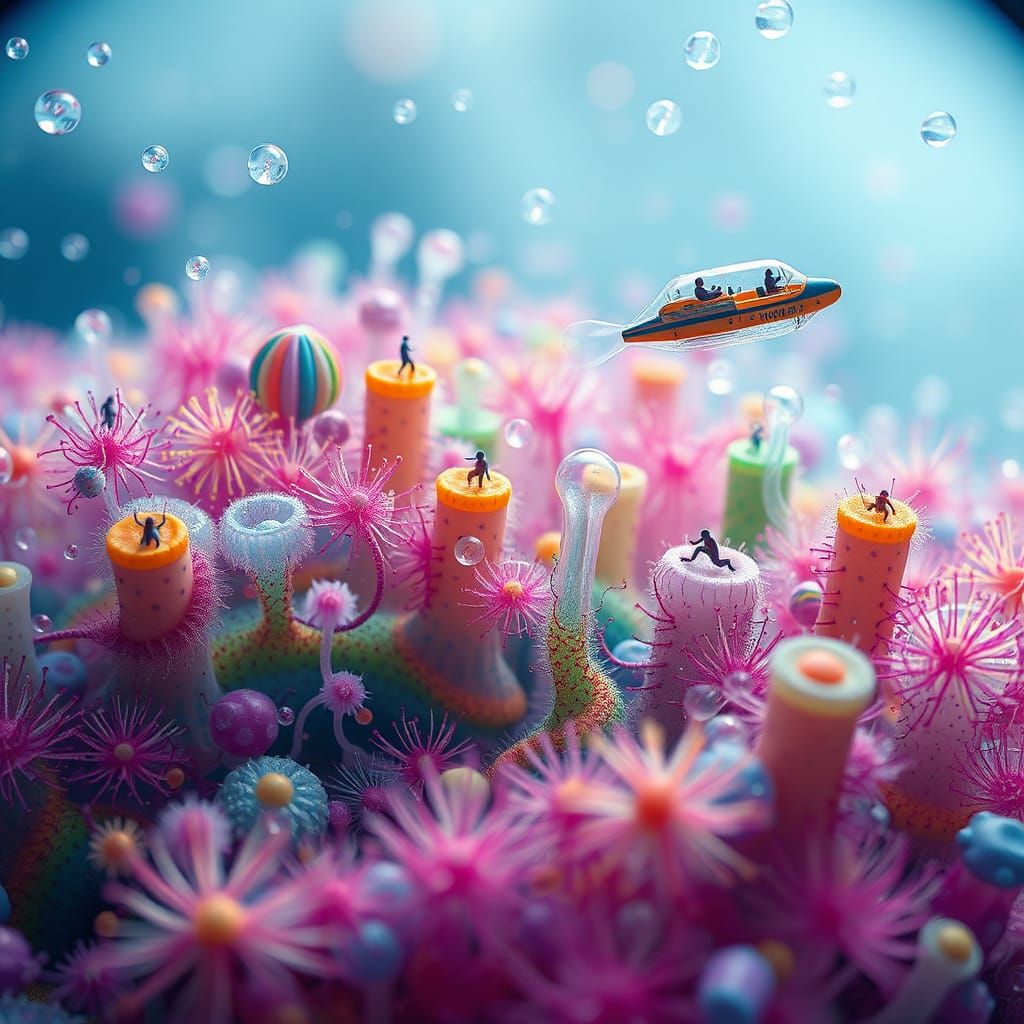 Microscopic Cityscape in Vibrant, Undulating Architecture