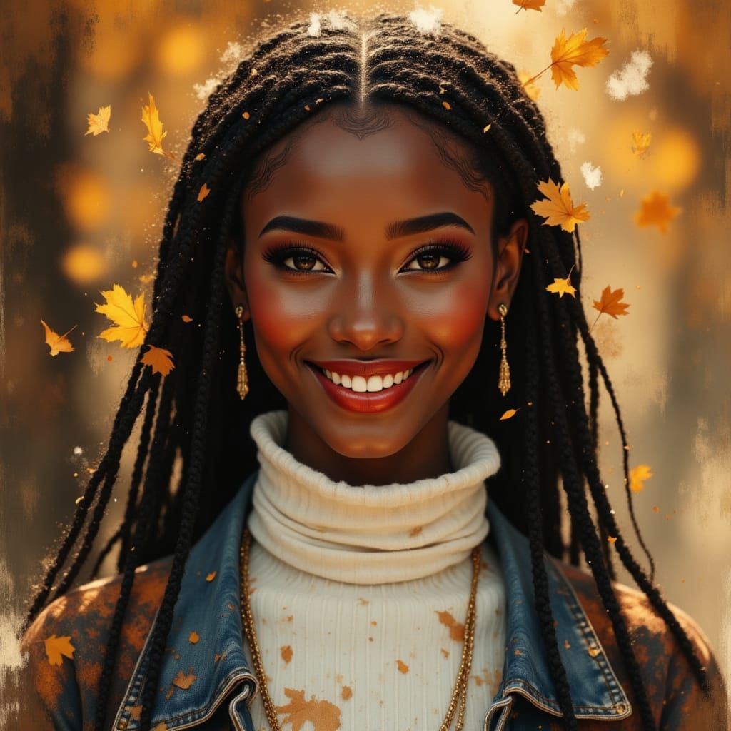 African Goddess Portrait in Autumn Light