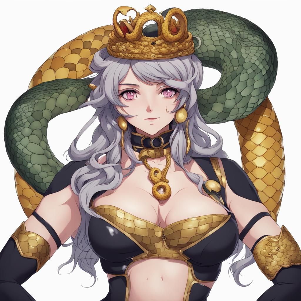 Majestic Furry Anime Goddess Wears Regal Snake Crown