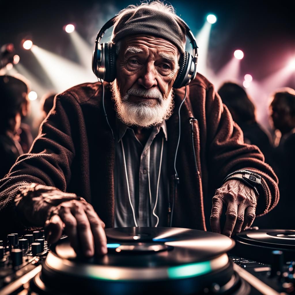 Old DJ Shines at Intense Techno Party