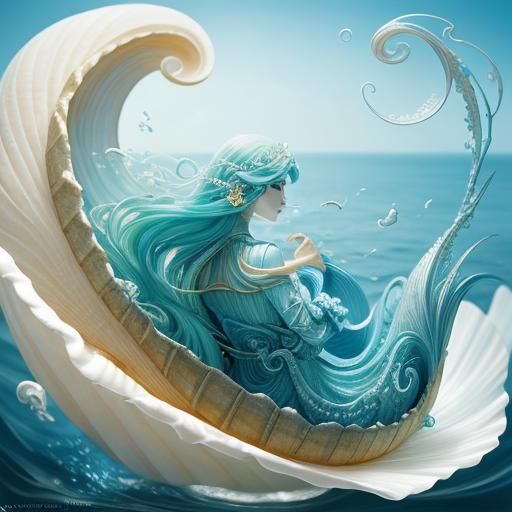 Surrealism Masterpiece: Massive Iridescent Seashell in Mid-A...