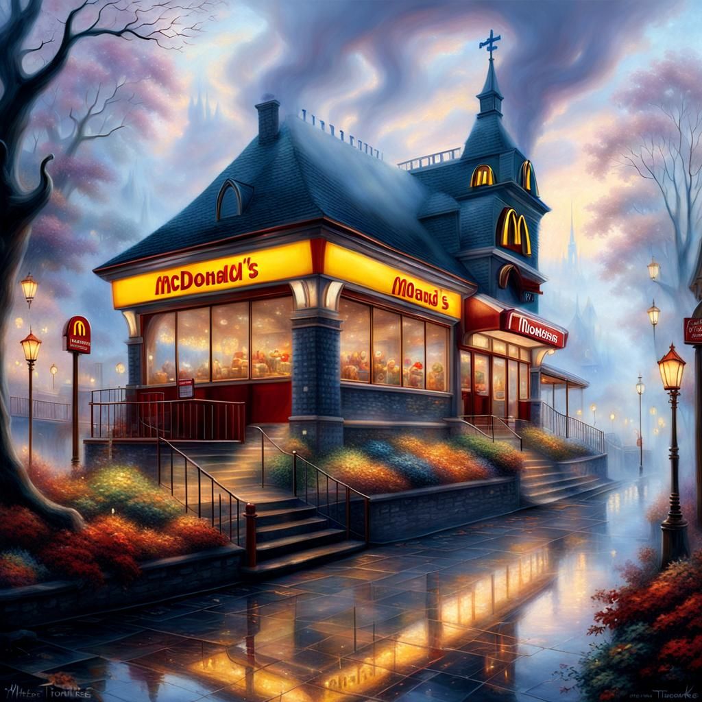Surreal McDonald's Restaurant in Fiery Ethereal Fantasy
