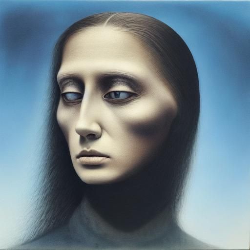 Ethereal Surrealist Horror Portrait in Zdzisław Beksiński St...