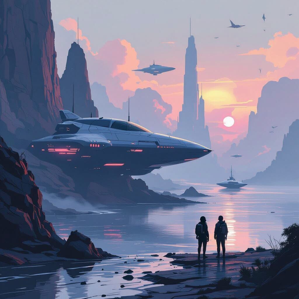 Surreal Sci-Fi Dreamscape in Muted Colors