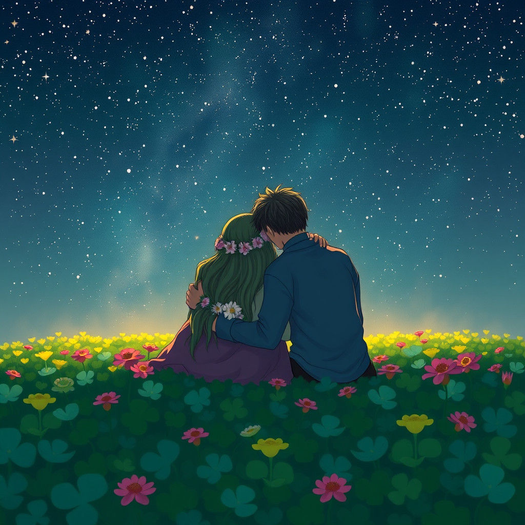 To lay you down on a clover bed, the stars a roof above our head.