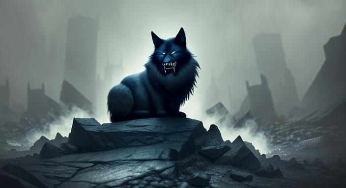 Dark Fantasy Schattenwyrm Reigns Supreme in Gothic Ruins