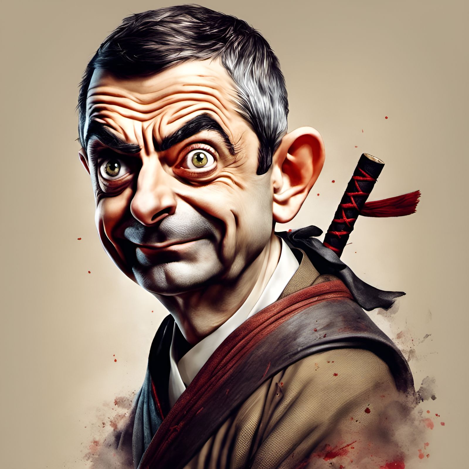 Inspirational Ninja Portrait in a Traditional American Art S...