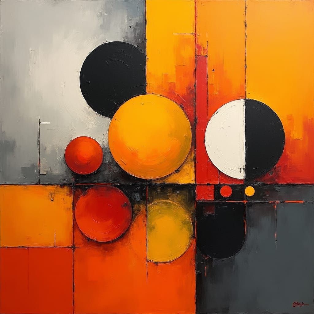 Abstract Expressionism in Orange and Grey