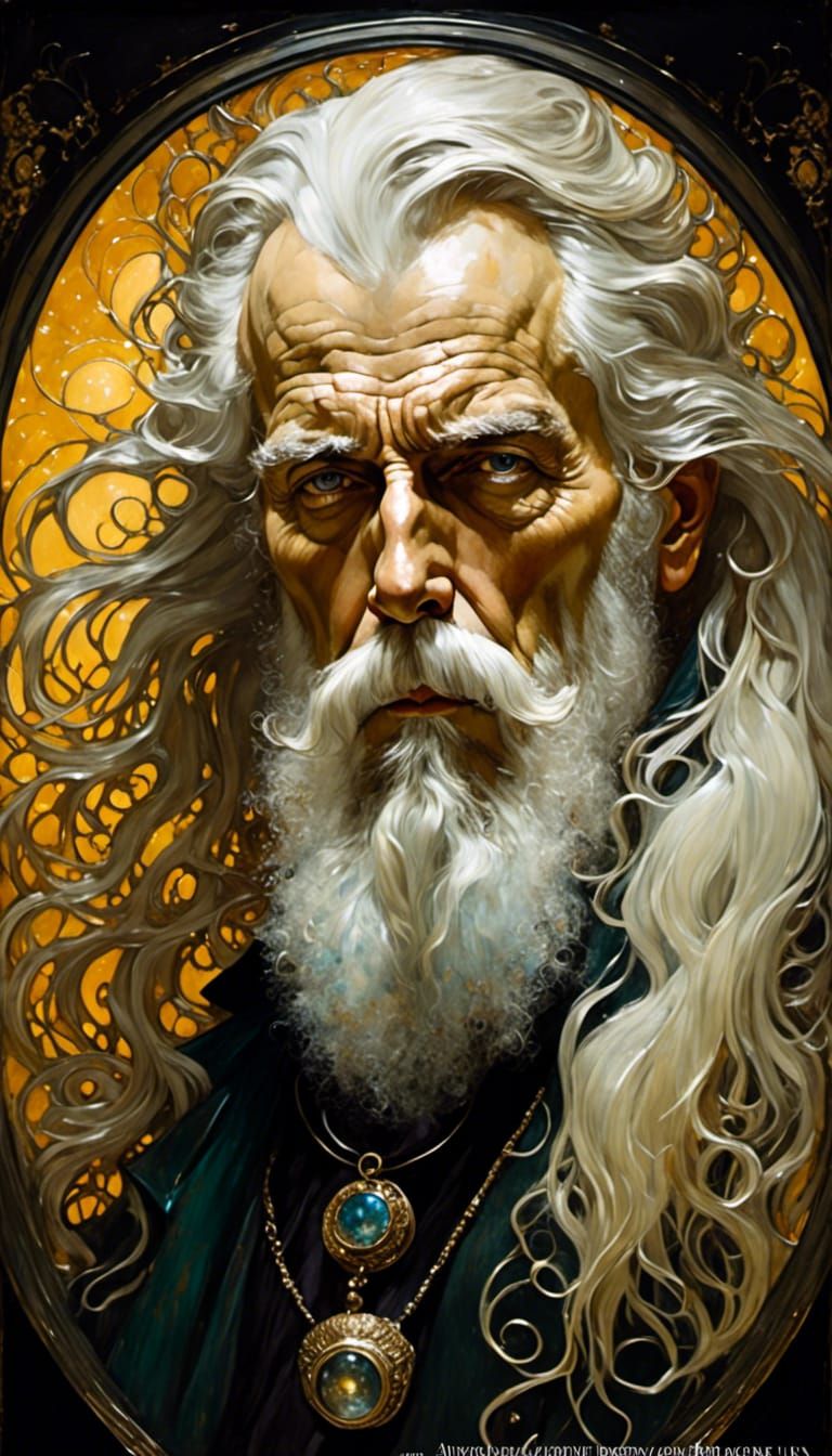 Art Nouveau Wizard Portrait in Imperial Colors