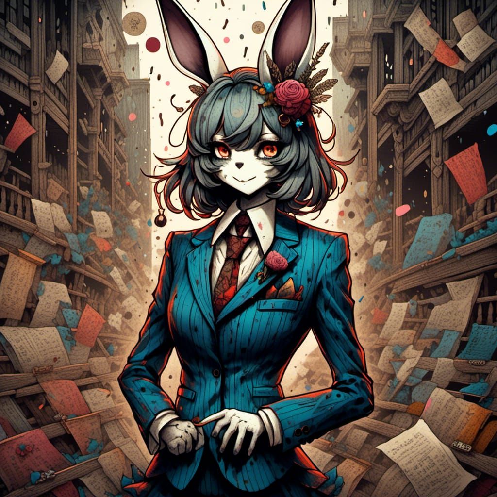 Whimsical Feywild Bunnygirl in Vintage Suit