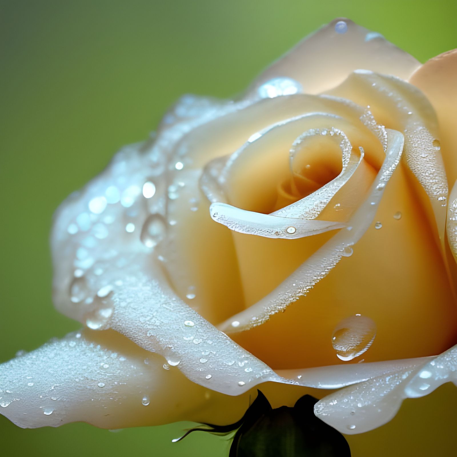 White Rose with Water Droplets in Macro Photography