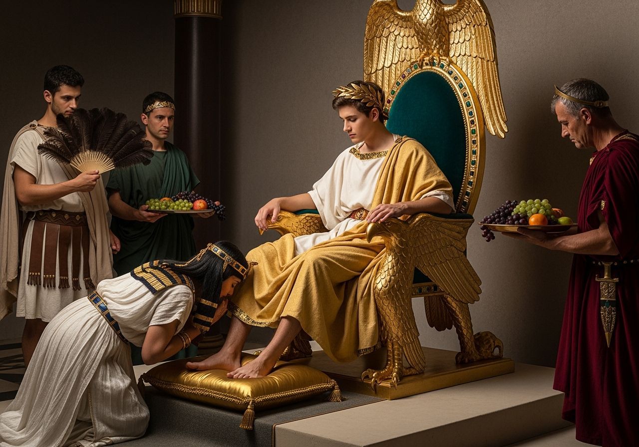 Opulent Roman Emperor Grants Audience to Egyptian Queen