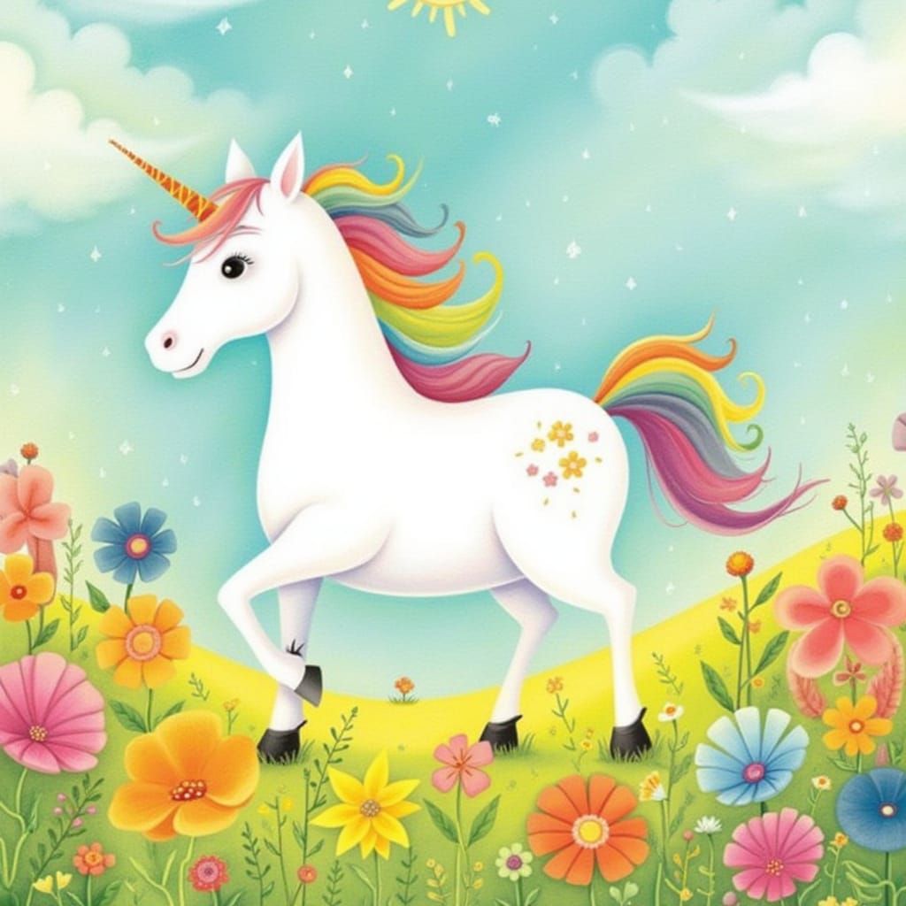 Magical Unicorn Children's Book Illustration