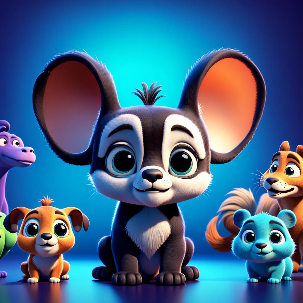 Whimsical 3D Creature Illuminated in Vibrant Studio Lighting