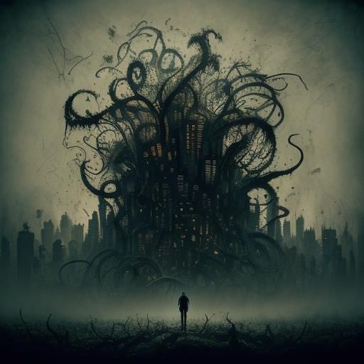 Surreal Cityscape of Isolation in Vibrant, Haunting Colors