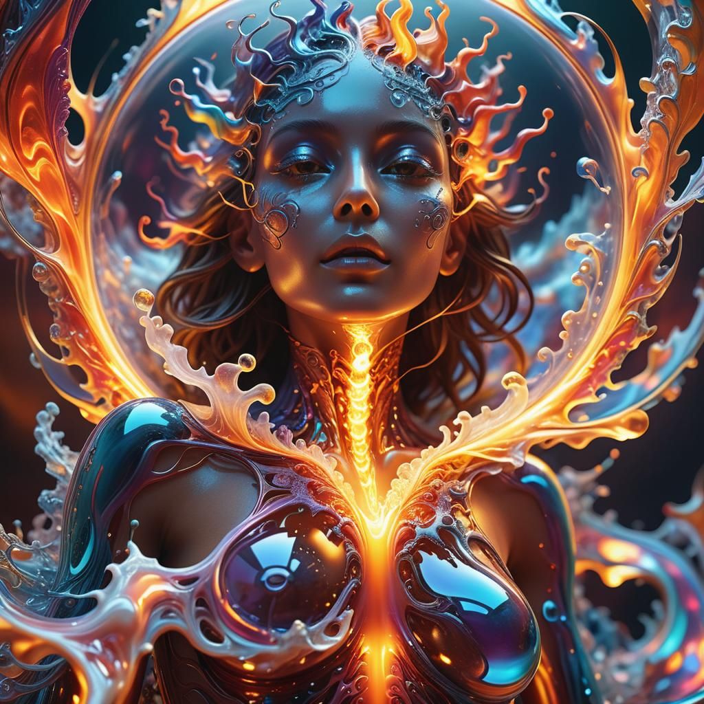 Ethereal Elemental Embodiment in Vibrant Hyper-Realism
