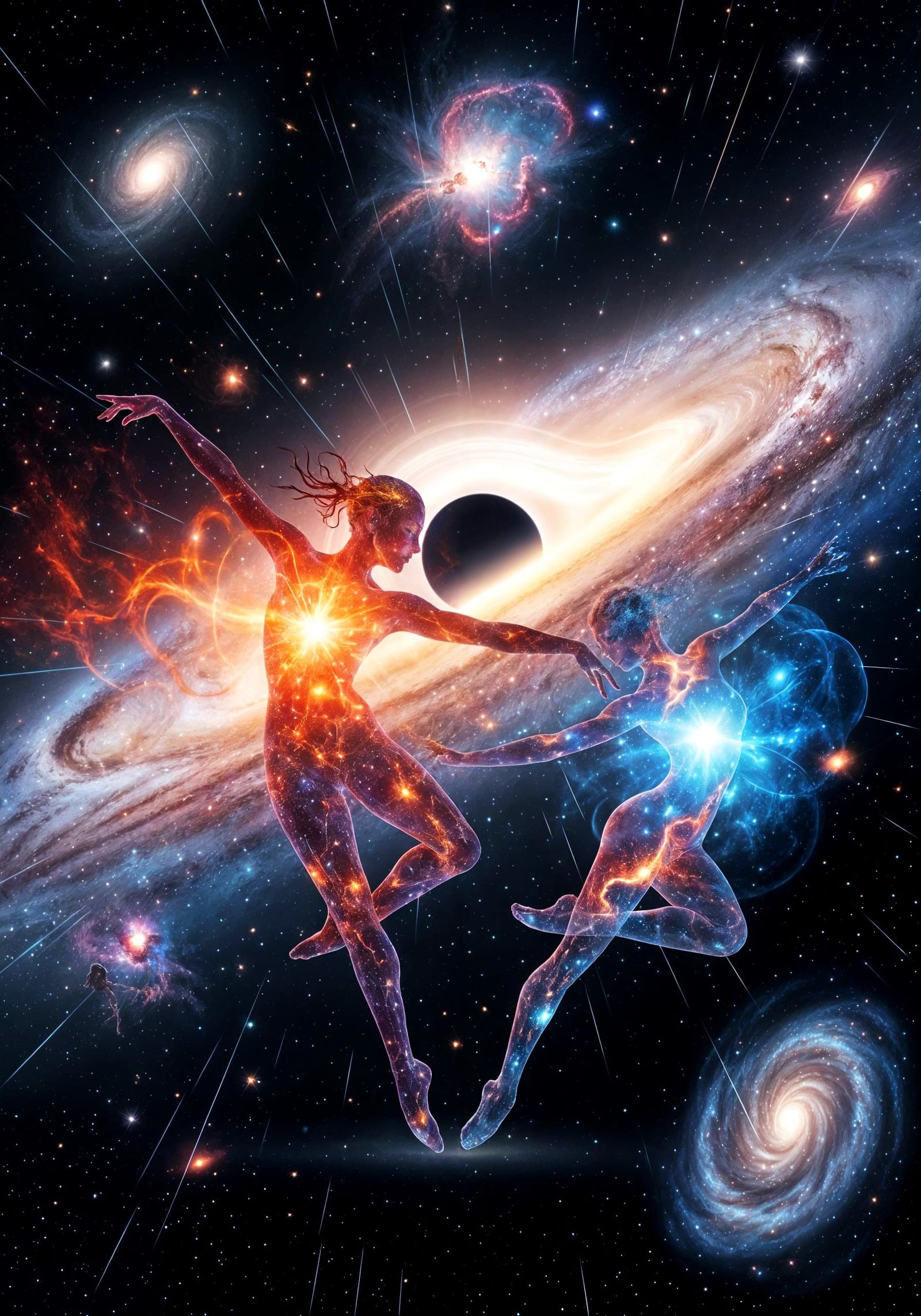 Cosmic Dance of Stardust Figures in Dying Galaxy