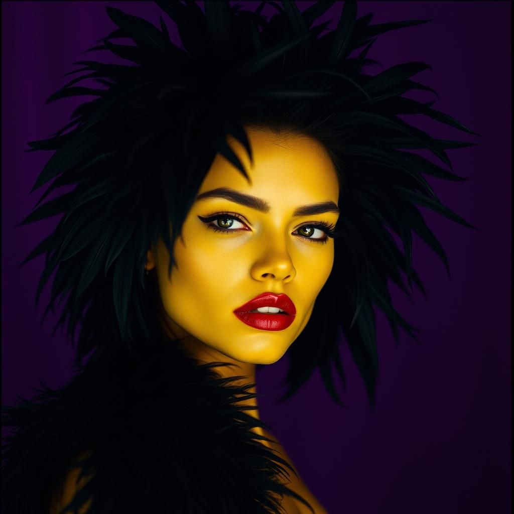 Mysterious Woman with Velvety Purple Background