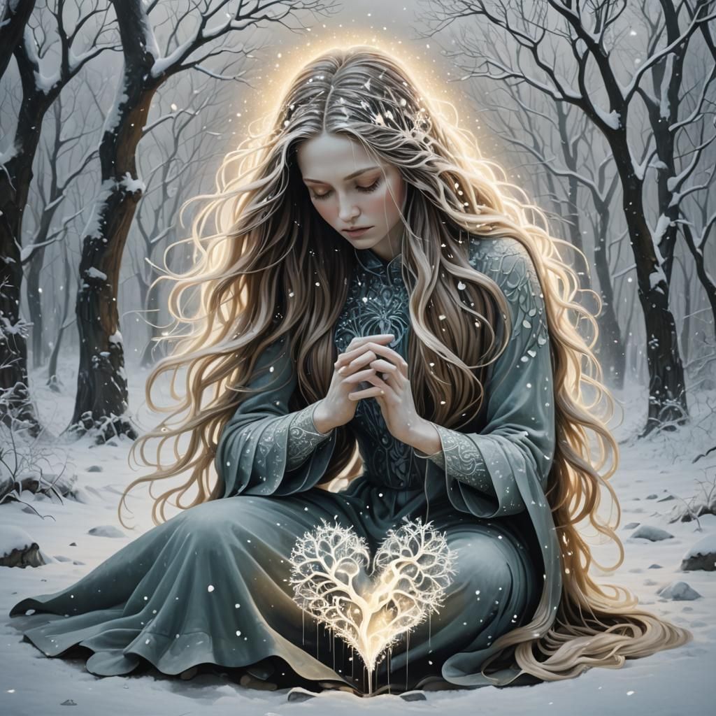 Glowing Human Bio Art in a Surreal Sunset Landscape