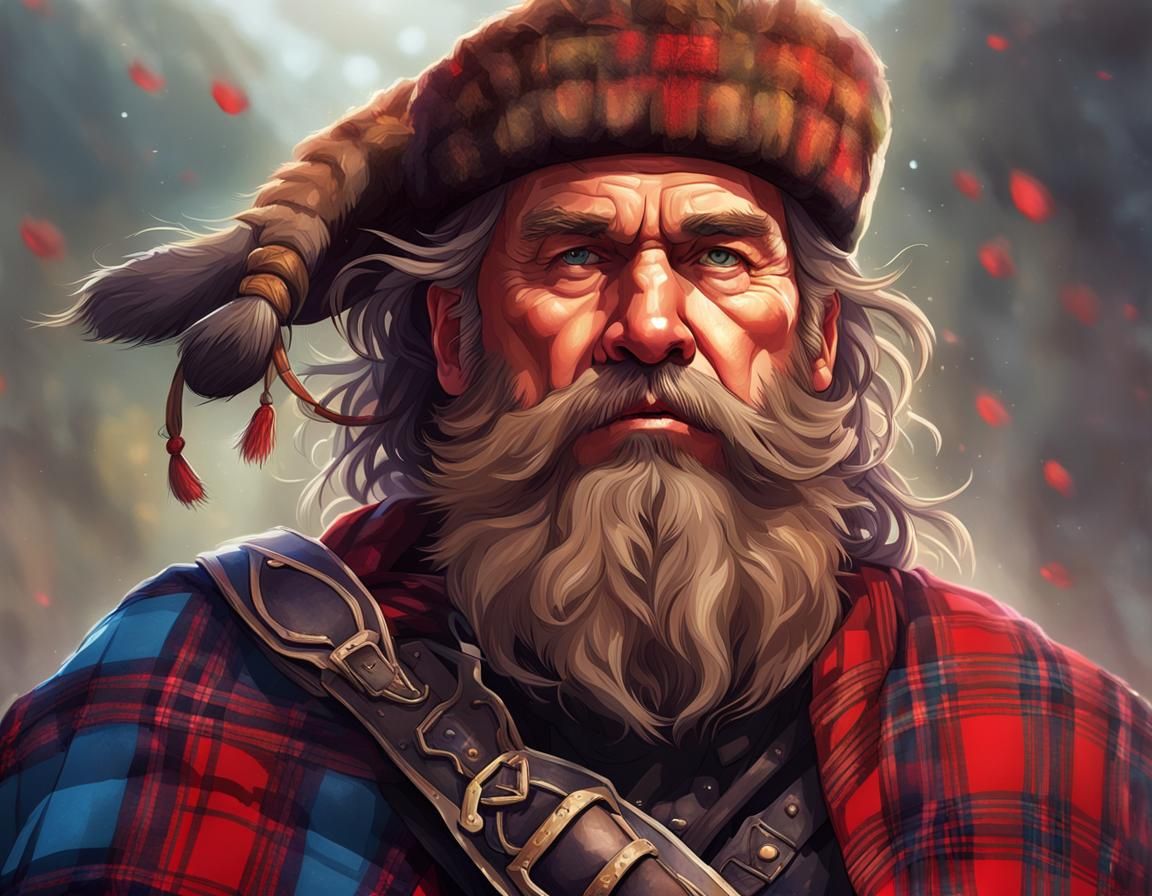 Spectacular Highlander in Vibrant Tartan