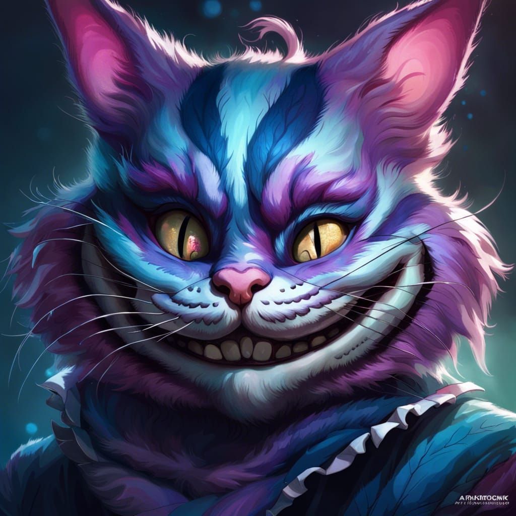 Cheshire Cat Concept Art Portrait in Triadic Colors