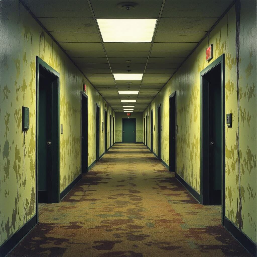 Eerie Backrooms Liminal Space Digital Painting