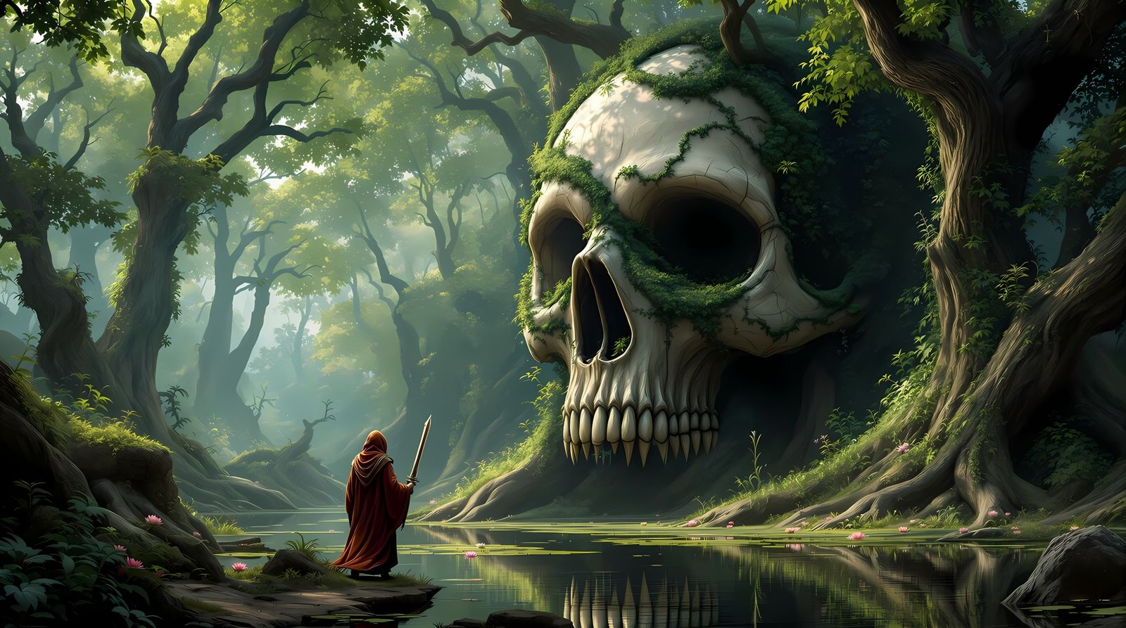 Ethereal Realism in a Fantastical Landscape: Giant Skull in ...
