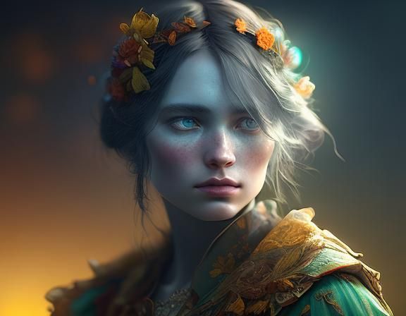 Surreal Slavic Goddess Emerges from Iridescent Mirror in Art...