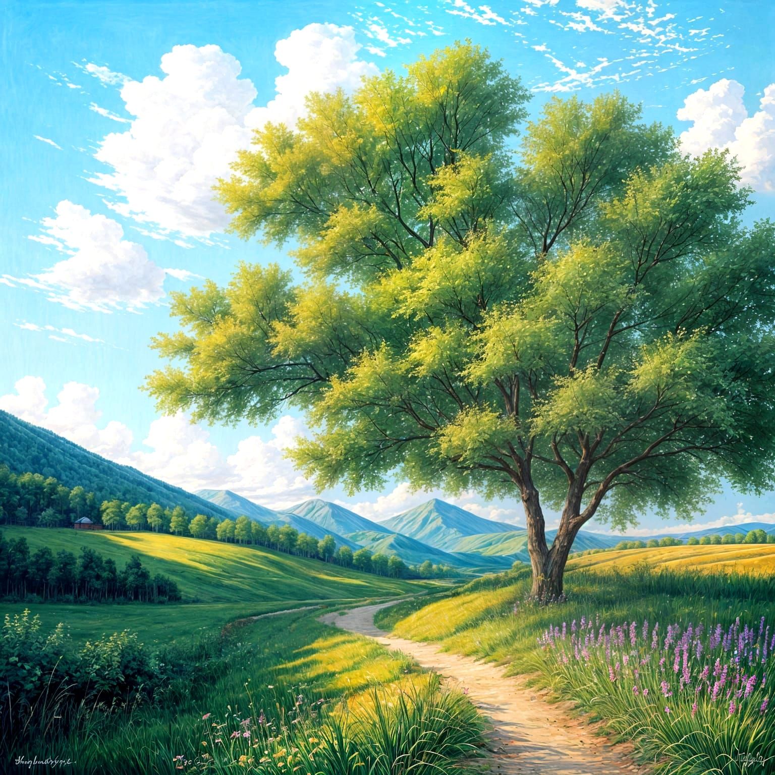 Landscape Painting with Masterful Brushstrokes