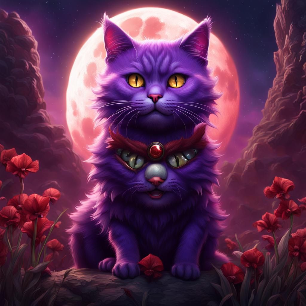 Mystical Feline Under Moonlight