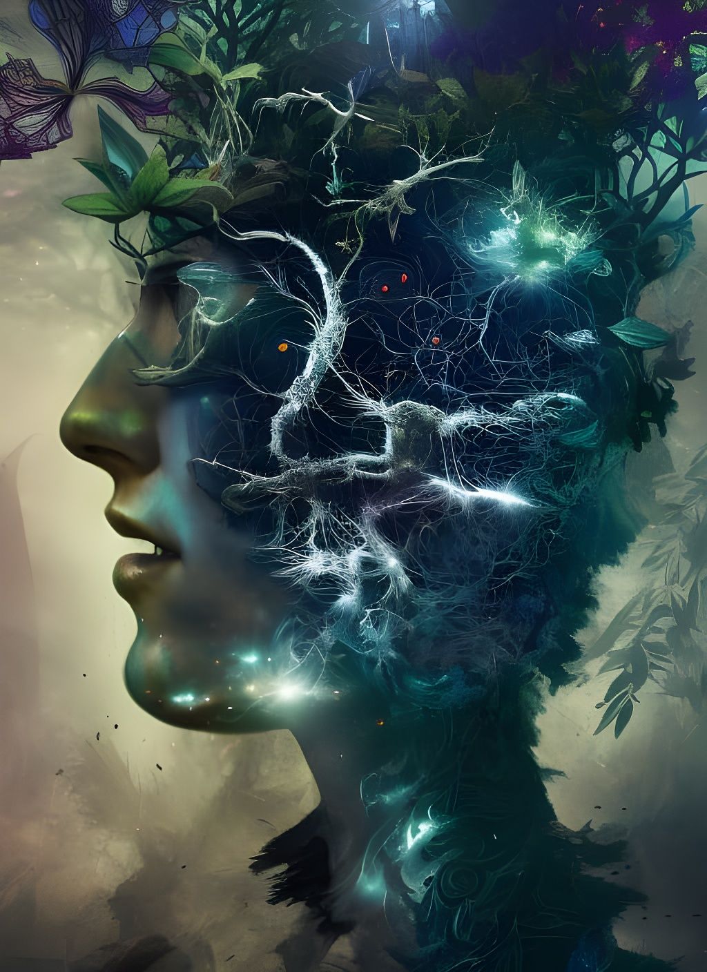 Fractured Celestial Brain: Digital Surrealist Art