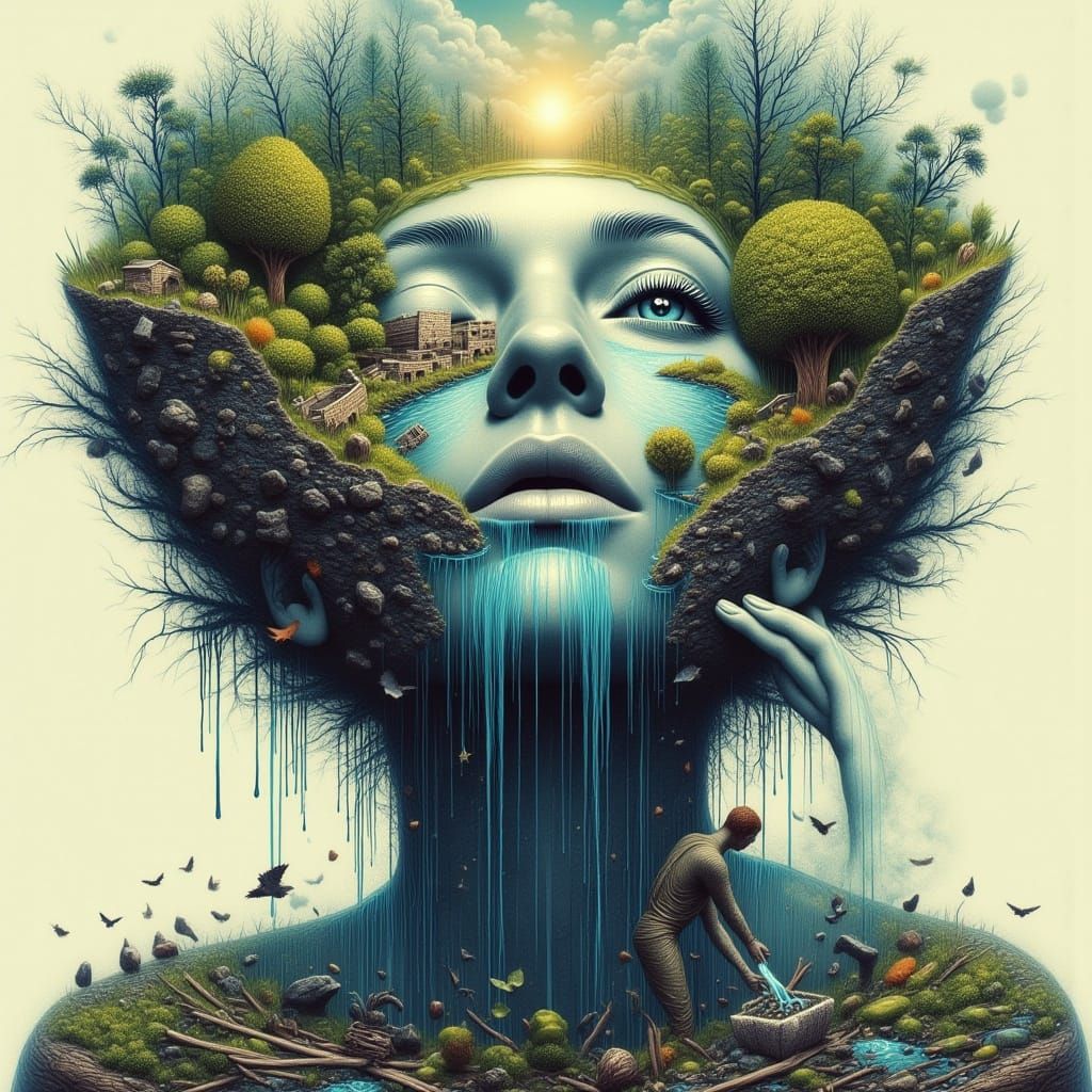 Earth Woman: Environmental Allegory in Painterly Style