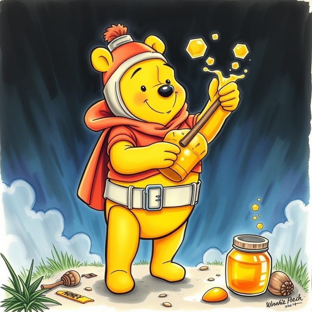 Marvel's Winnie the Pooh: Honey Jar Hero in Comic Book Style