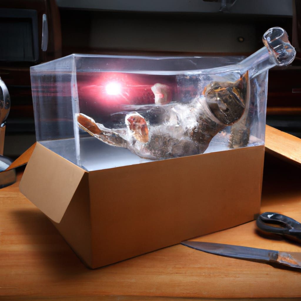 Schrödinger's Cat: Hyperrealistic Paradox in Space