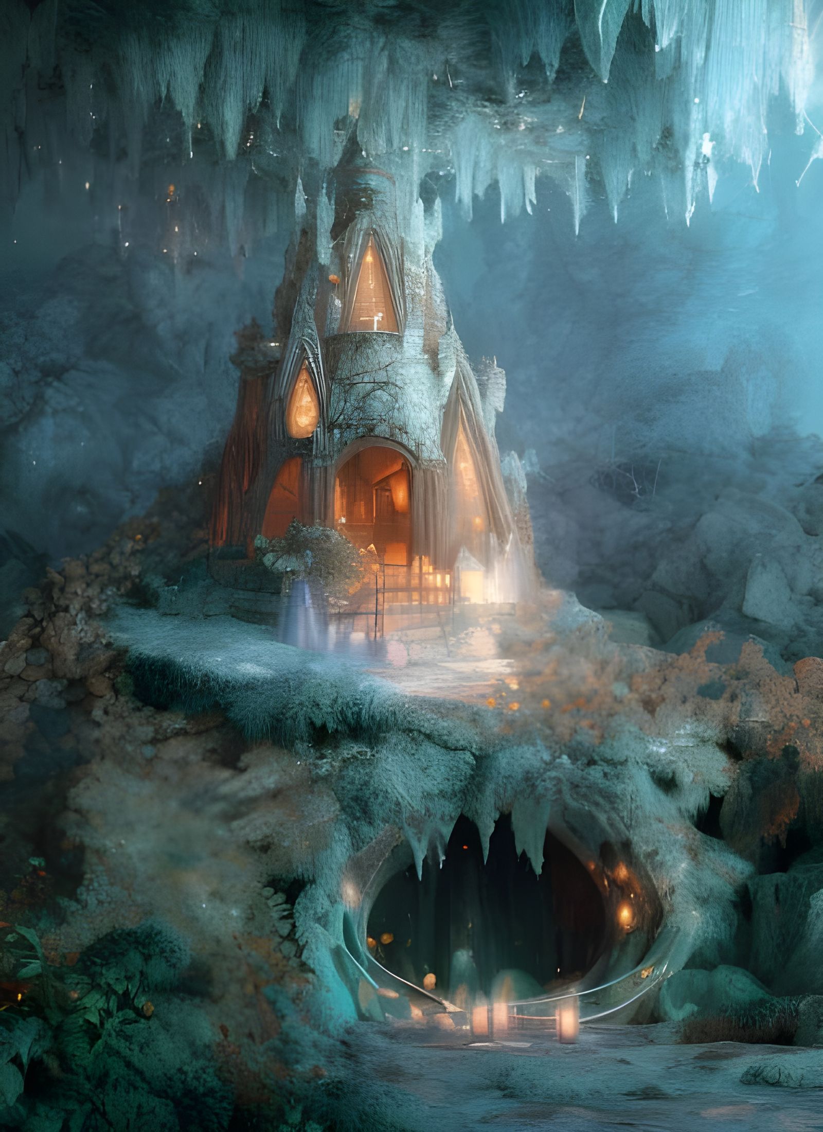 Enchanted Crystal Cave in Hyper Realistic SFX Style